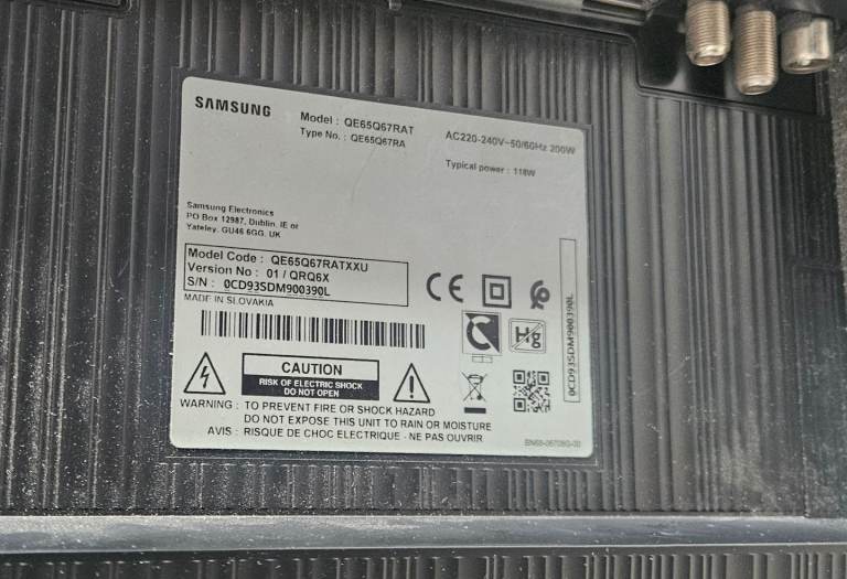 Faulty Samsung 65" QLED 4k Smart TV
