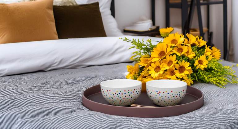 Hand painted ceramic cereal bowl. Polka dots style.