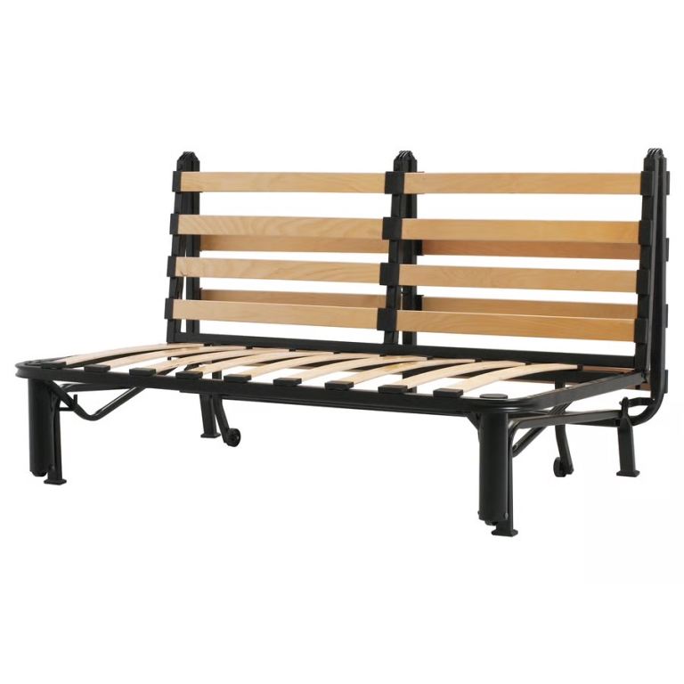 image for LYCKSELE Two-seat sofa-bed frame, black -NEEDS REPAIR