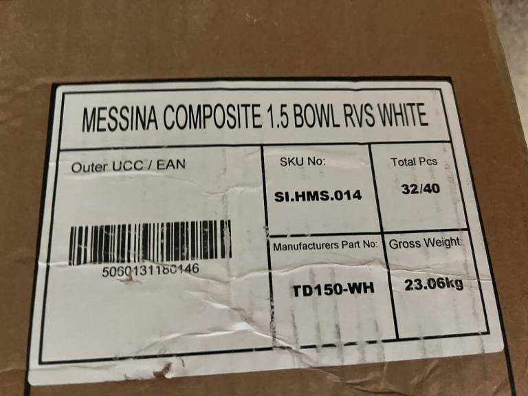 New Messina 1.5 Bowl RVS Composite Kitchen Sink - White