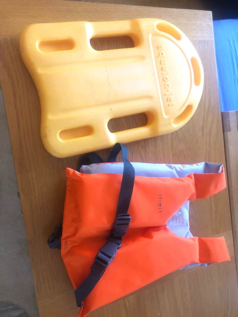 Swimming board and life jacket kids