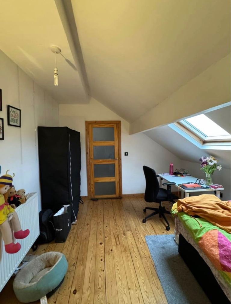Furnished attic room is available to rent. 