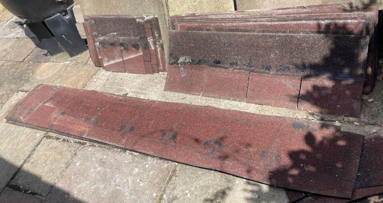 Used Roofing Felt Shingles – Red, Fair Condition - FREE