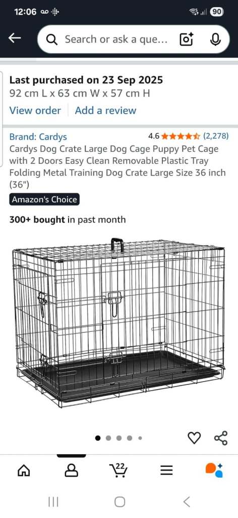 Dog training crate.