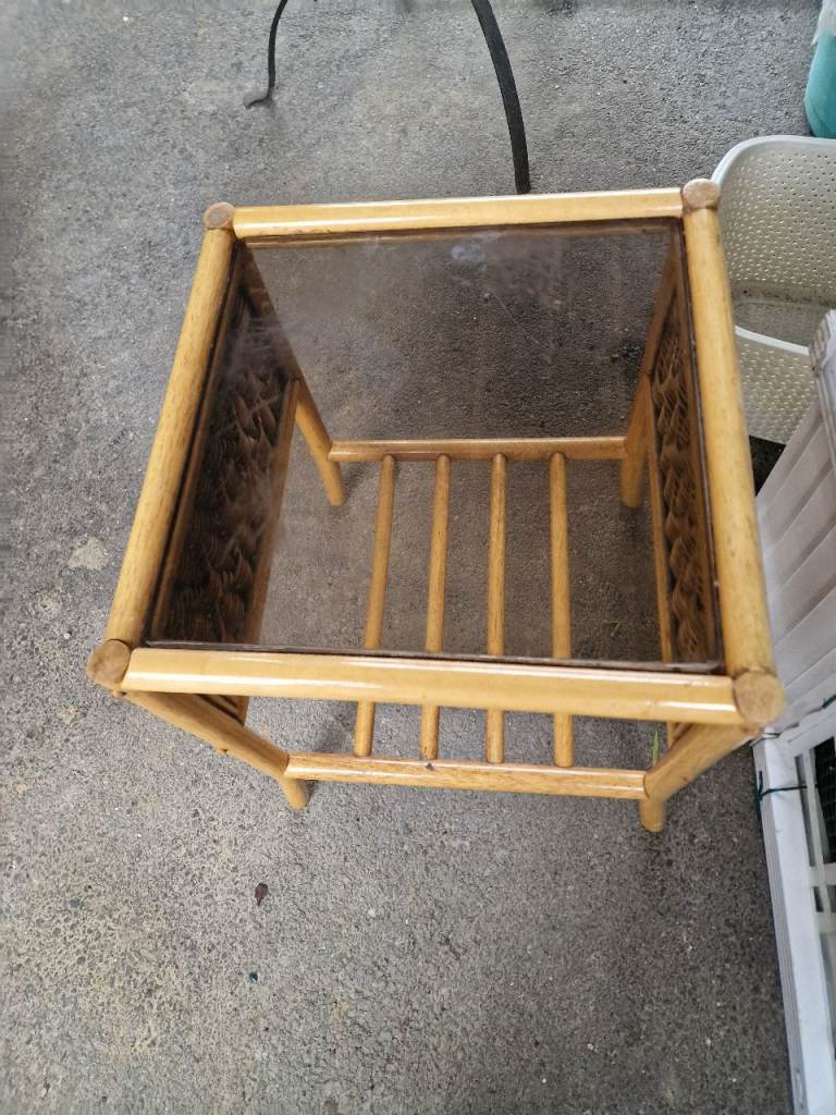 Cane Glass bedside / lounge coffee table