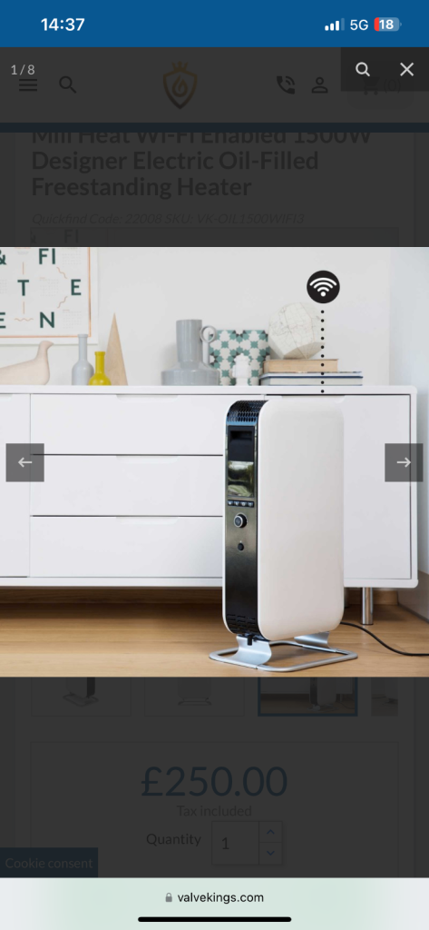 Mill Heat Wi-Fi Enabled oil radiator 1500W Great for conservatories !!