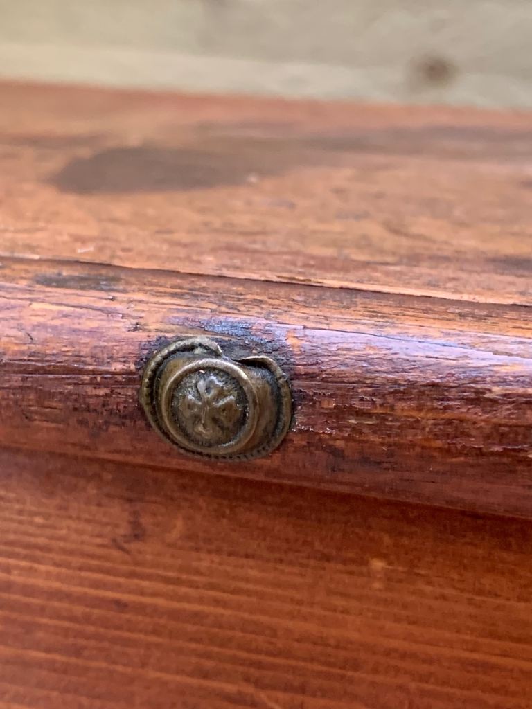 Small Antique Pine Hobby Craft Sewing Work Box Storage Trunk Chest 1900s