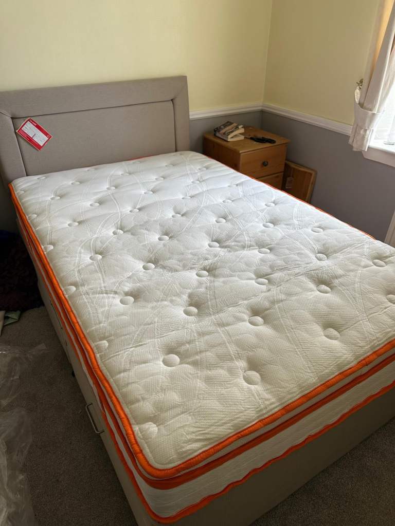 Small Double Bed & Almost-New Mattress – Collection Only