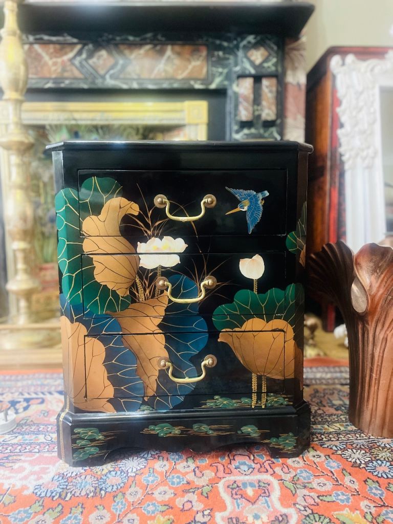 Japanese-style lacquered chest of draws