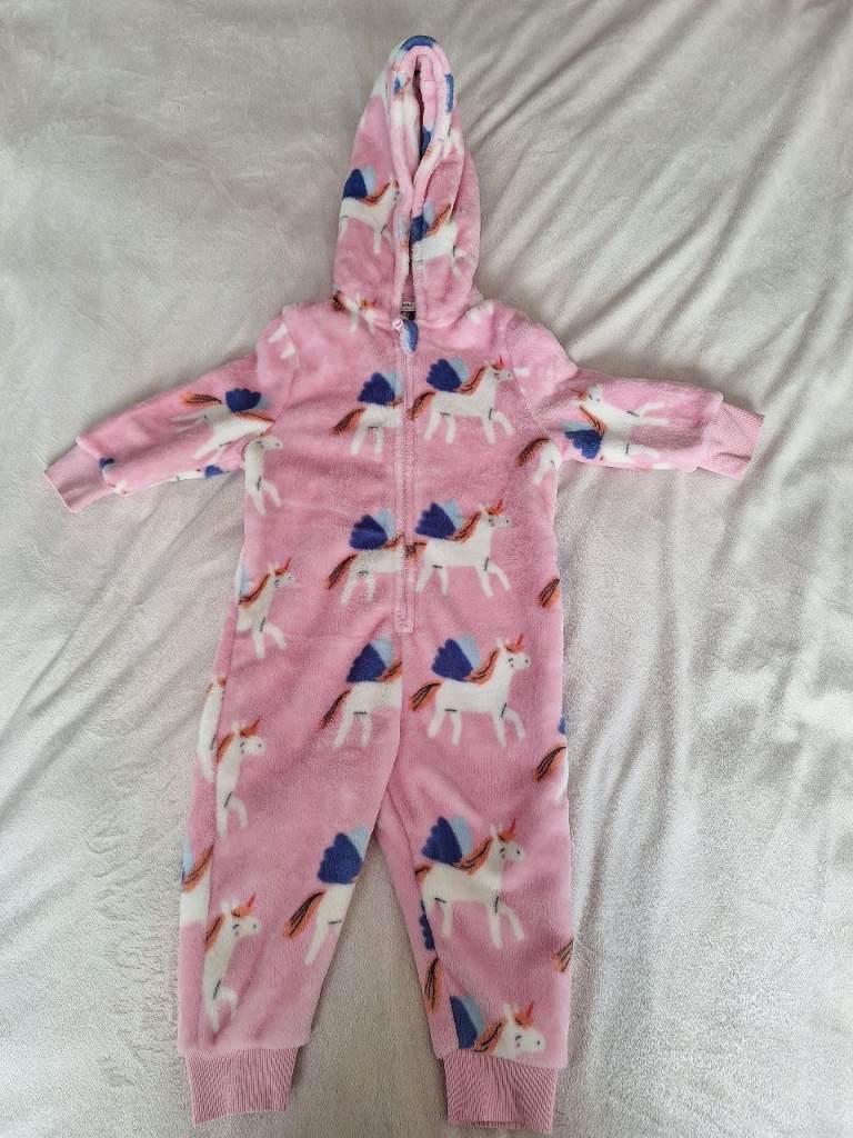 Hooded Zip Fastening Unicorn Design Fleecey Onsie Marks &Spencer Age 1.5-2 Years 