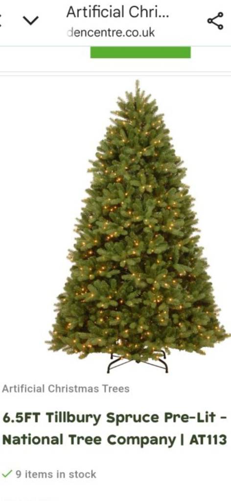 6.5FT National Tree Company Tilbury Spruce Pre-Lit Artificial Christmas Tree