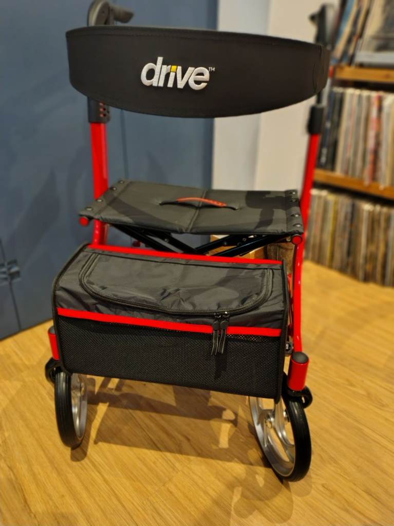 Drive Medical Nitro 4 wheeled Rollator with seat.
