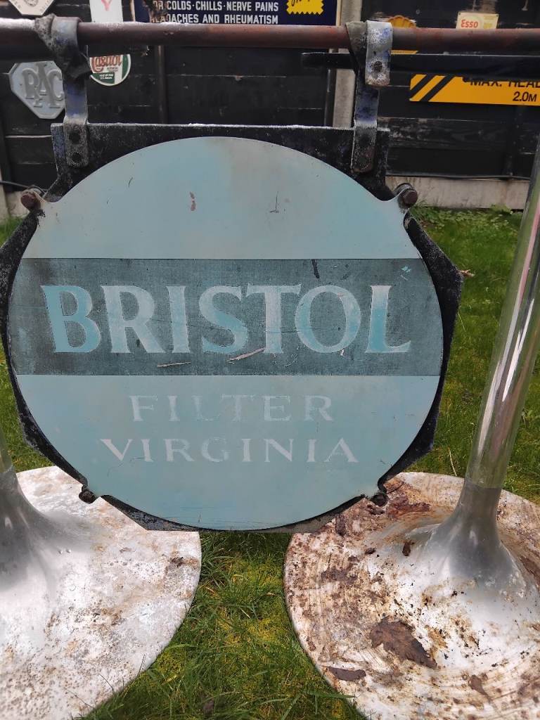 Vintage mid century double sided hanging advertising sign