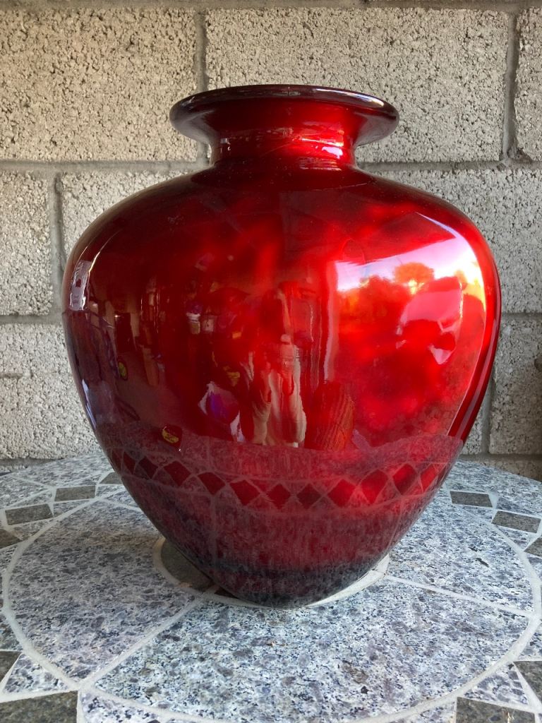Large Red Decorative Vase - Good Condition