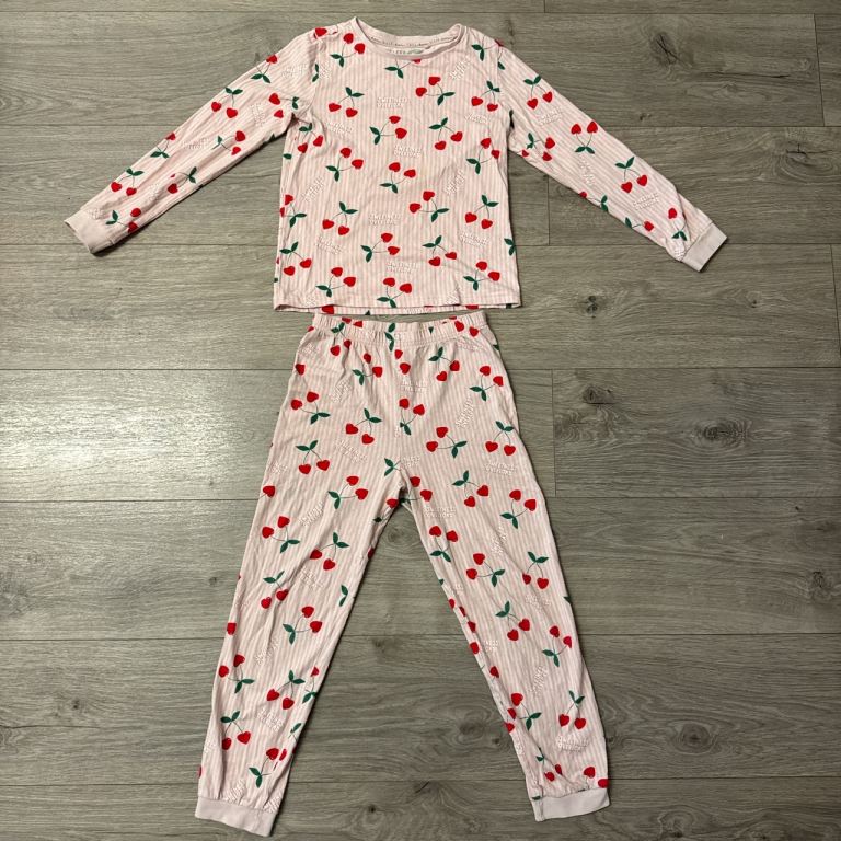 Girls TU cream cherry drop PJ set - UK 8/9 yrs 