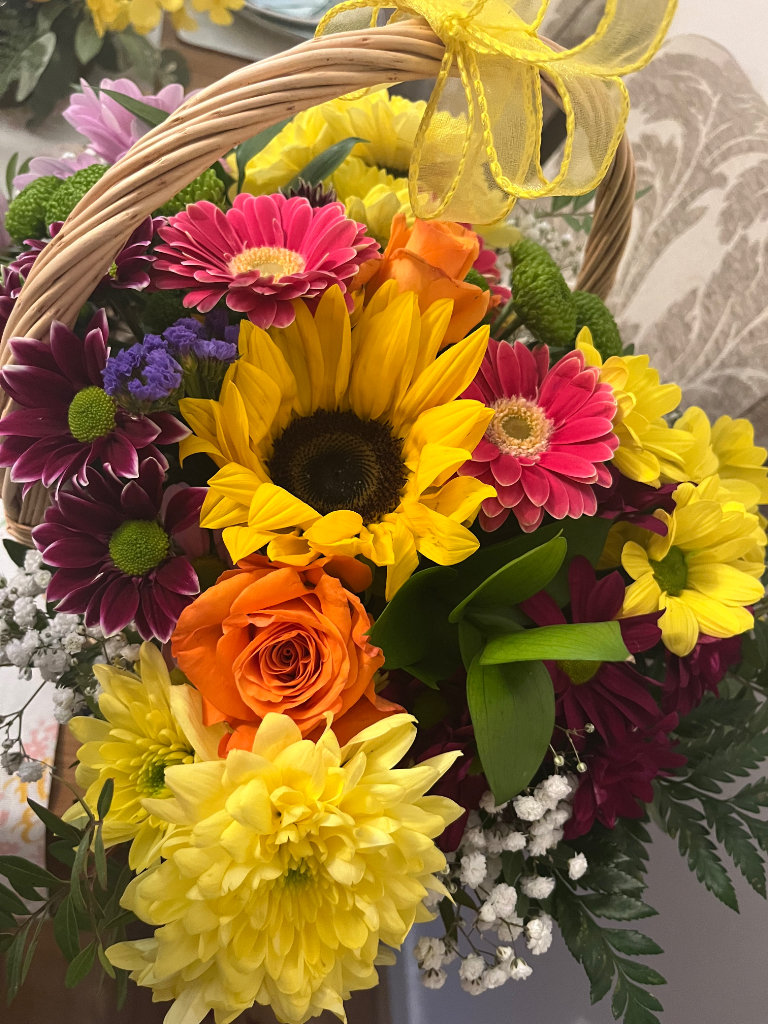 Rainbow Brights Fresh Flower Basket *made to order*