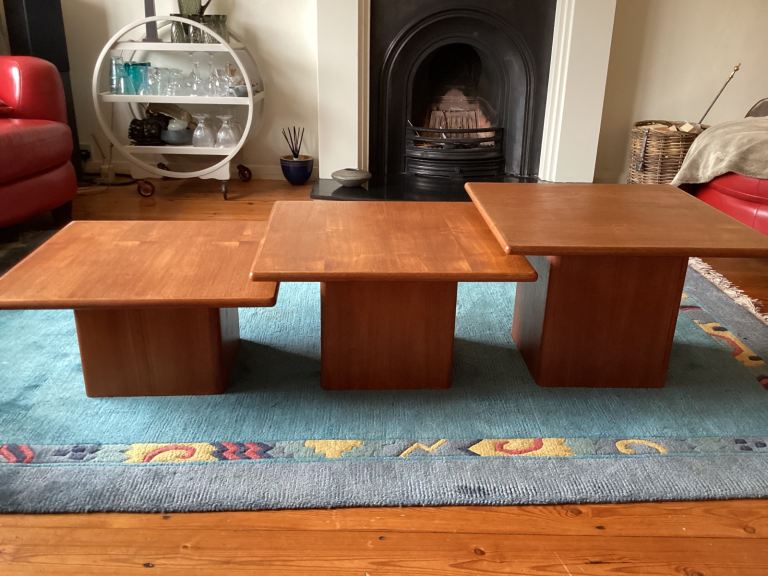 3-piece mid-century modular teak coffee table by O’Donnell Design, Ireland