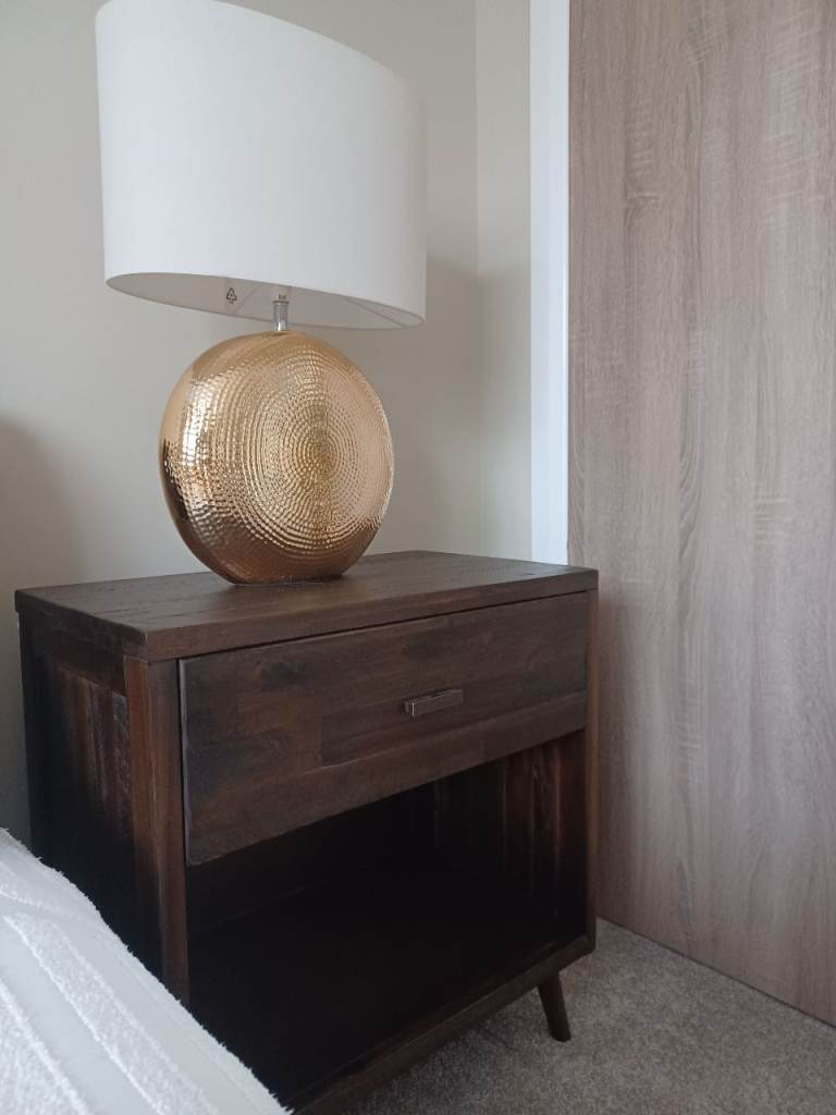 Dark Brown Solid Wood Bedside Drawers - NEW