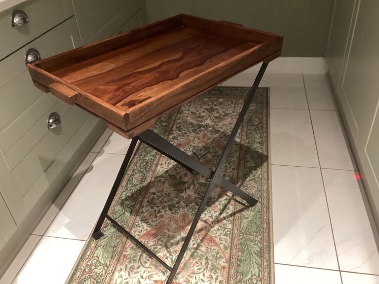 JOHN LEWIS Maharani Butler's Tray Table, Sheesham Wood, Black Metal