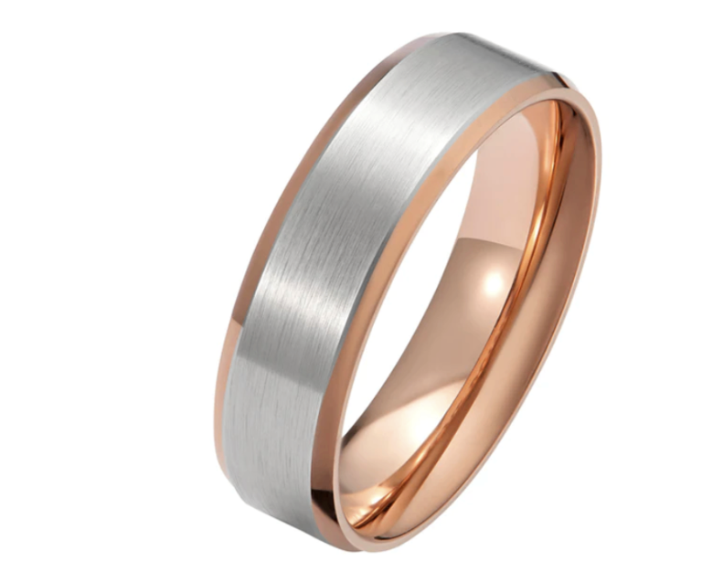 Rose Gold and Platinum Men's Wedding Ring Size T
