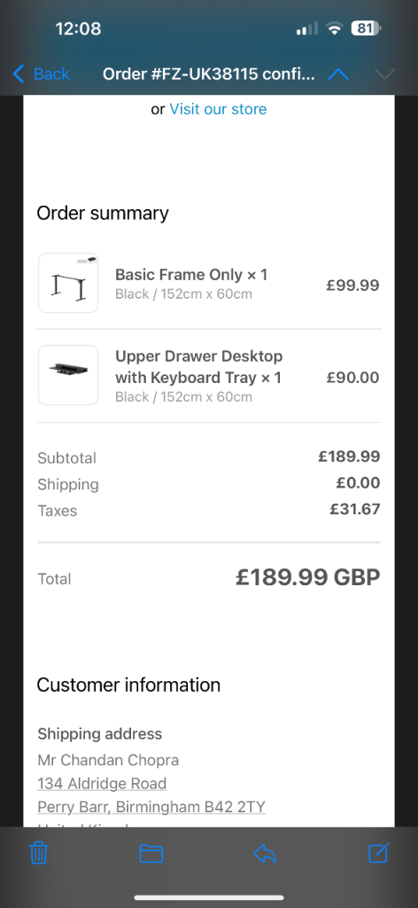 image for Fezibo electronic height adjustable desk 