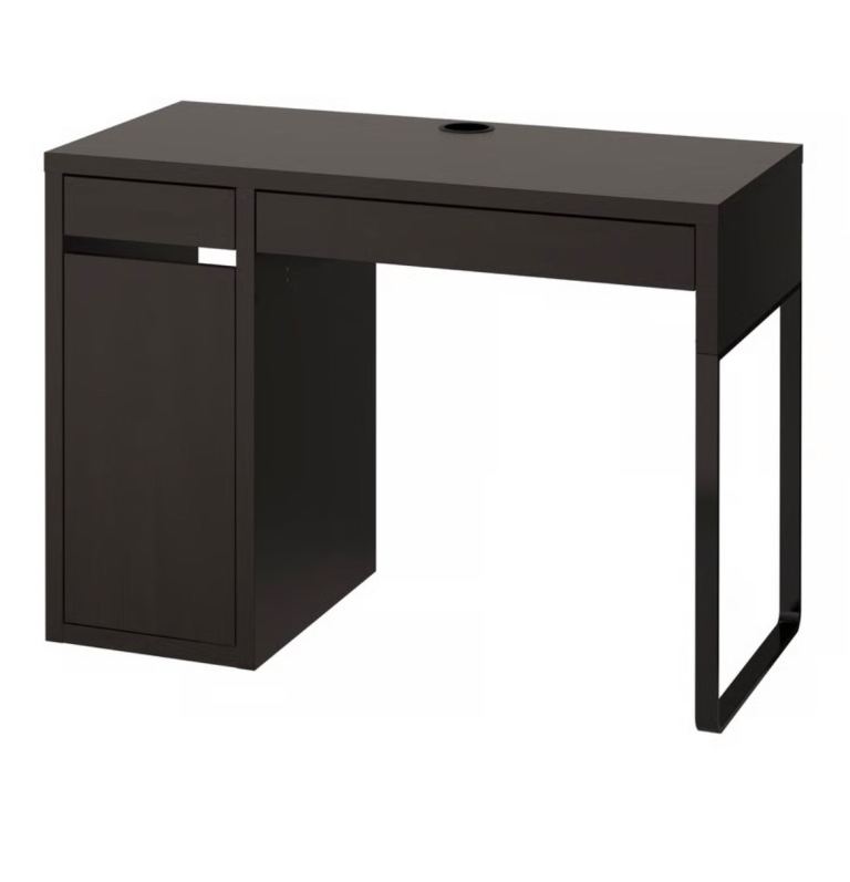 Black Desk with Drawer and Storage – Good Condition