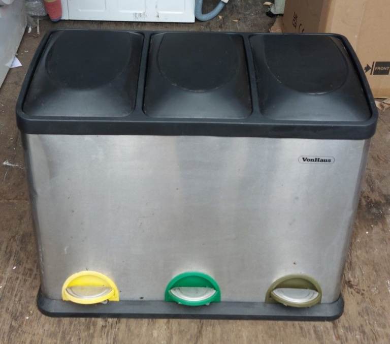 VonHaus Triple Compartment Stainless Steel Kitchen Bin
