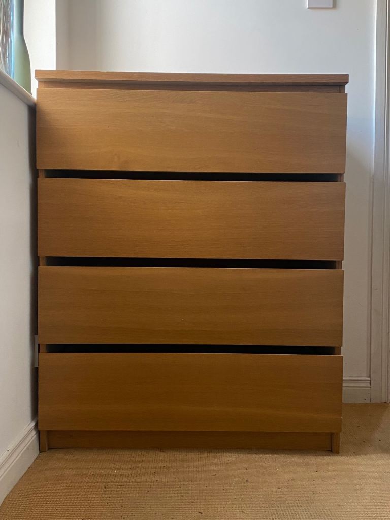 Ikea Malm Oak Drawer Dresser Storage Chest Unit Nursery Kids Child Teenage Student Bedroom Landlord