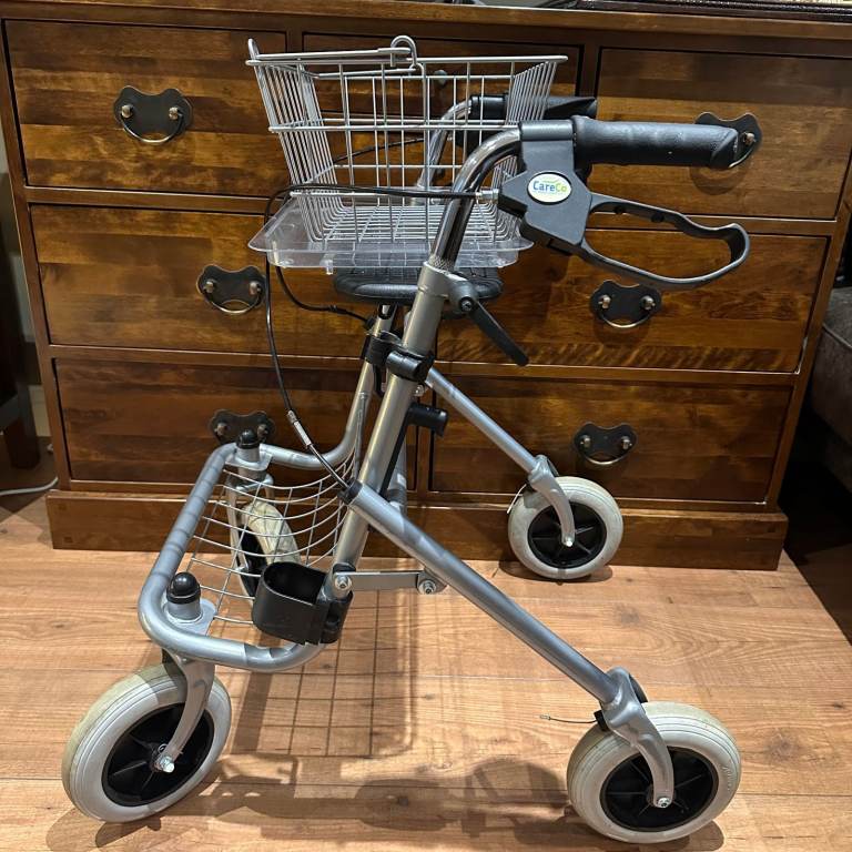 CareCo Orbit Rollator 4 Wheeled Silver Mobility Folding Walking Aid with Basket