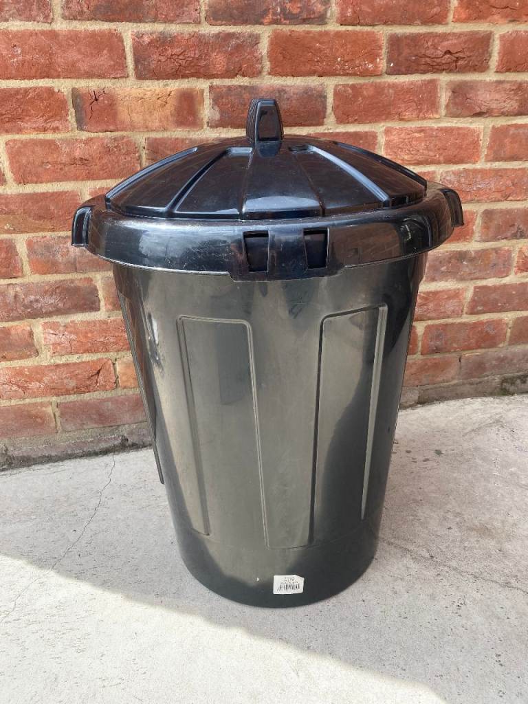 80 litre black plastic waste bin kitchen garden rubbish garage allotment shed