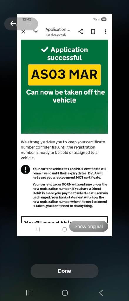 CHERISHED NUMBER PLATES FOR SALE.