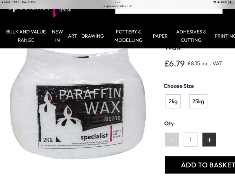 2kg bag of Paraffin Wax