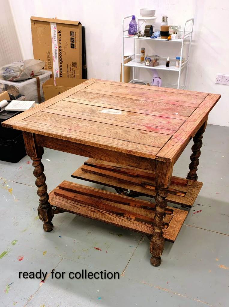 Moving out- Antique Expanding Oak Table Barley Twist Legs