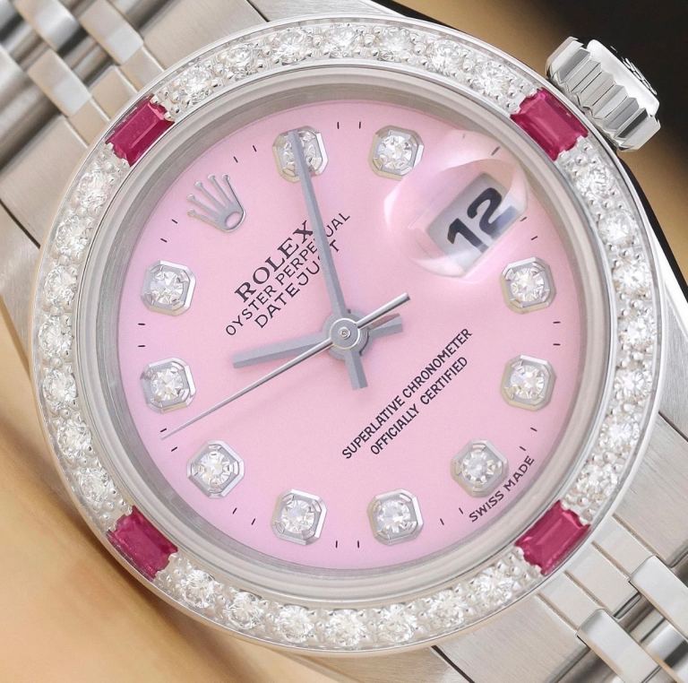 Rolex Datejust Watch – Pink Dial, Silver Bracelet