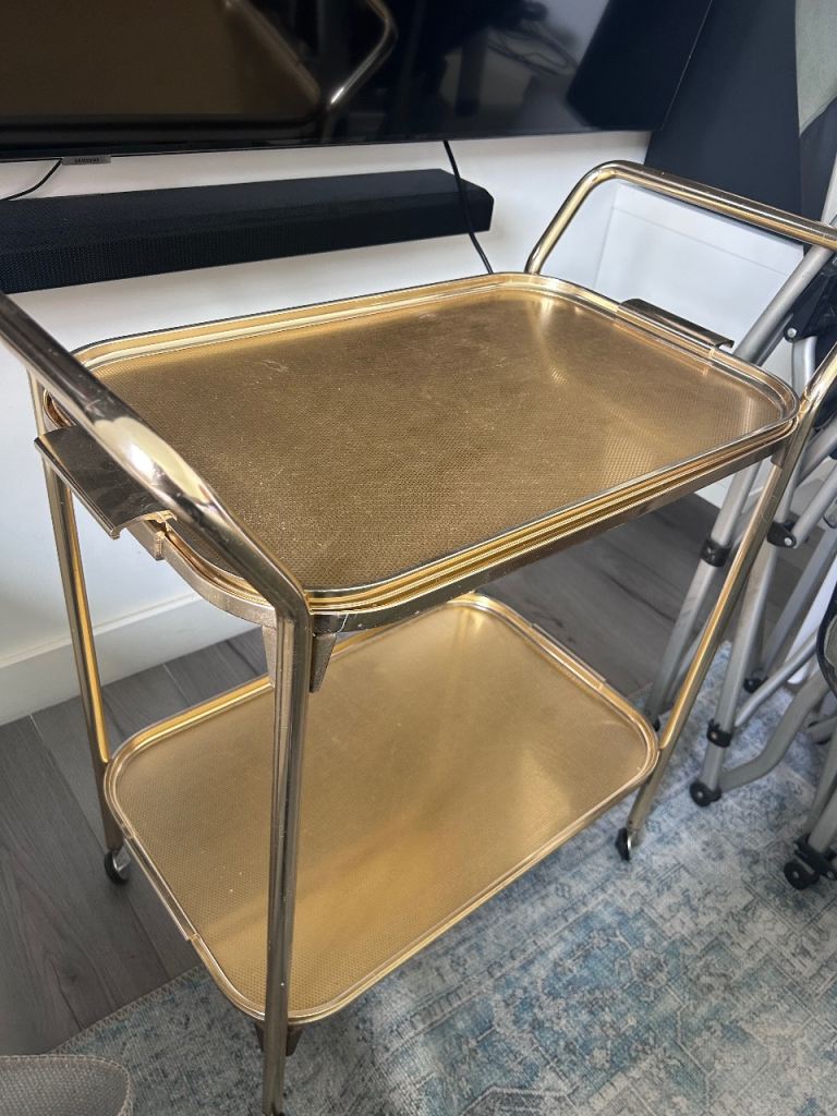 Vintage gold two tier drinks trolley cocktail/tea