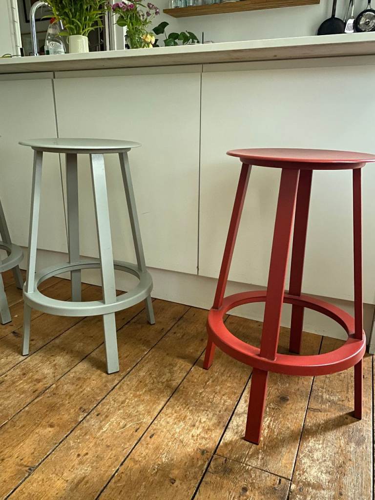 Steel bar stools; HAY Revolver Bar Stools 