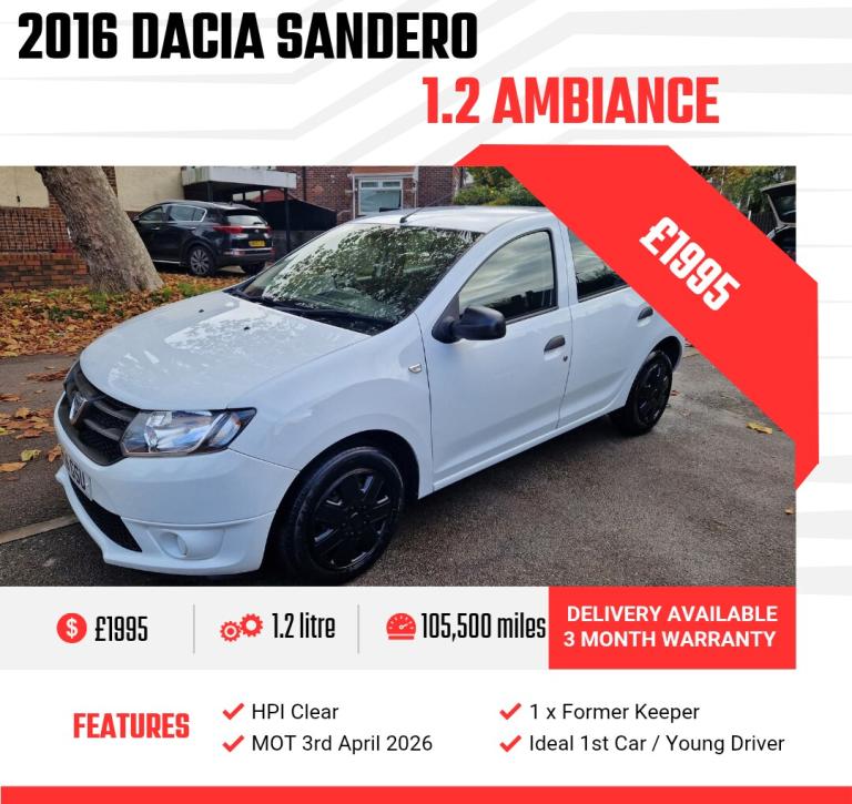 2016 Dacia Sandero 1.2 16V 75 Ambiance 5dr HATCHBACK Petrol Manual
