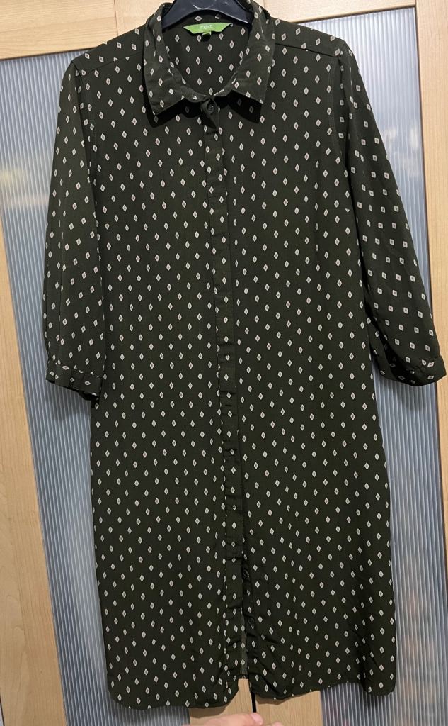 Next Khaki Green Diamond Print Shirt Dress