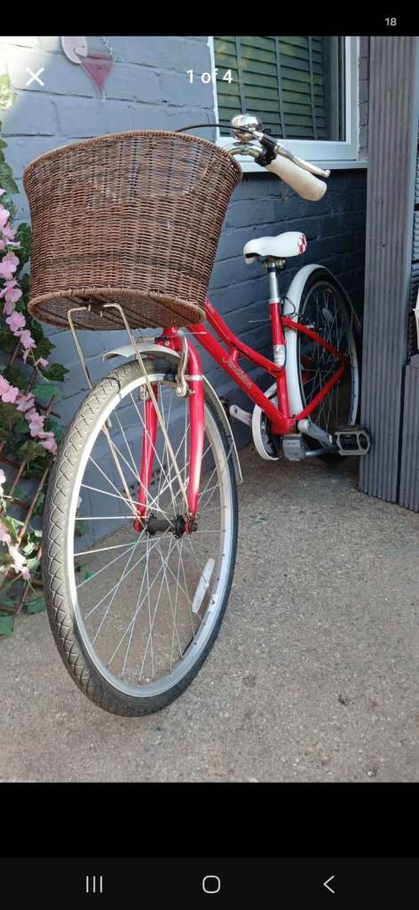 Red City Bike with Basket -. Good for Quick Trips