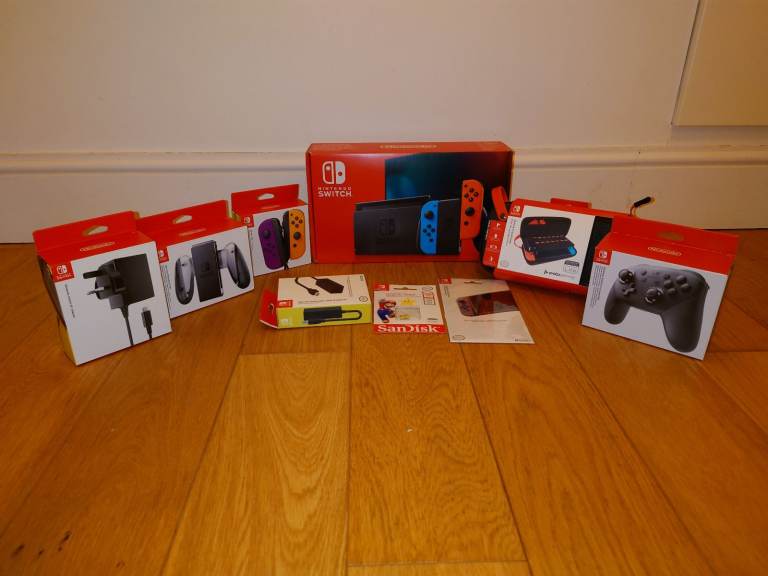 Switch Console 32GB HAC-001-01, Neon Red/Blue Joy-Con & accessories (all boxed, excellent condition)