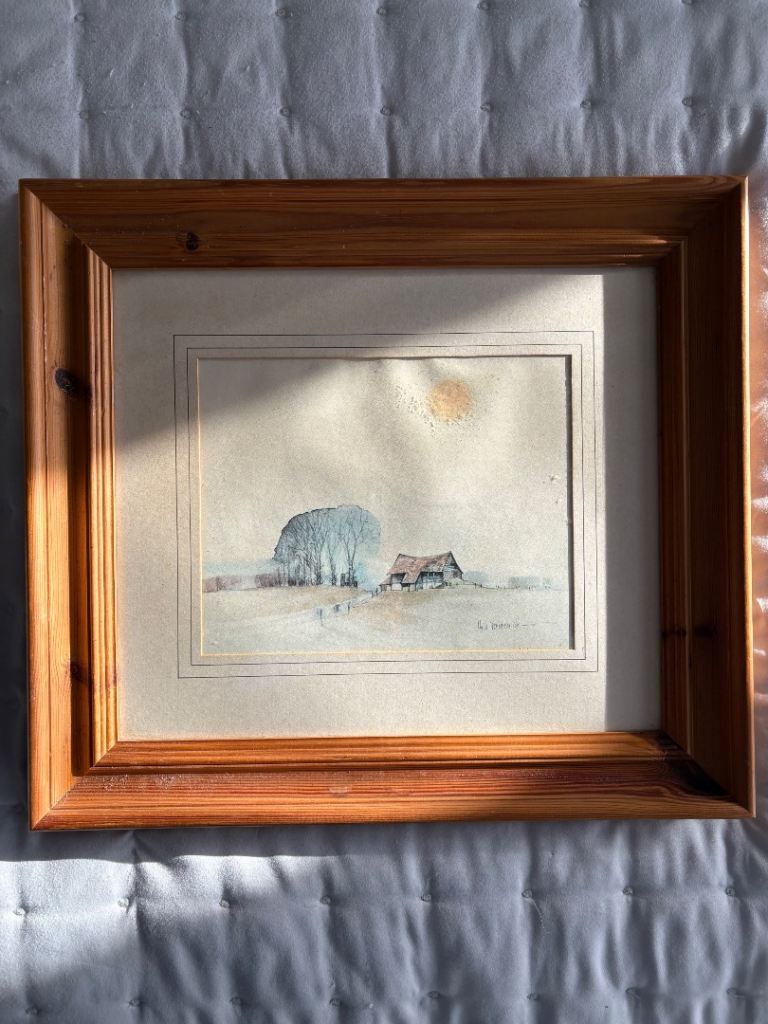 Set of three framed prints of rural scenes by Hugh Brandon Cox