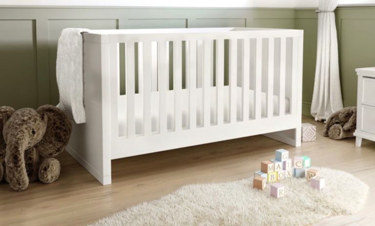 White Wooden Baby Cot Bed – Good Condition