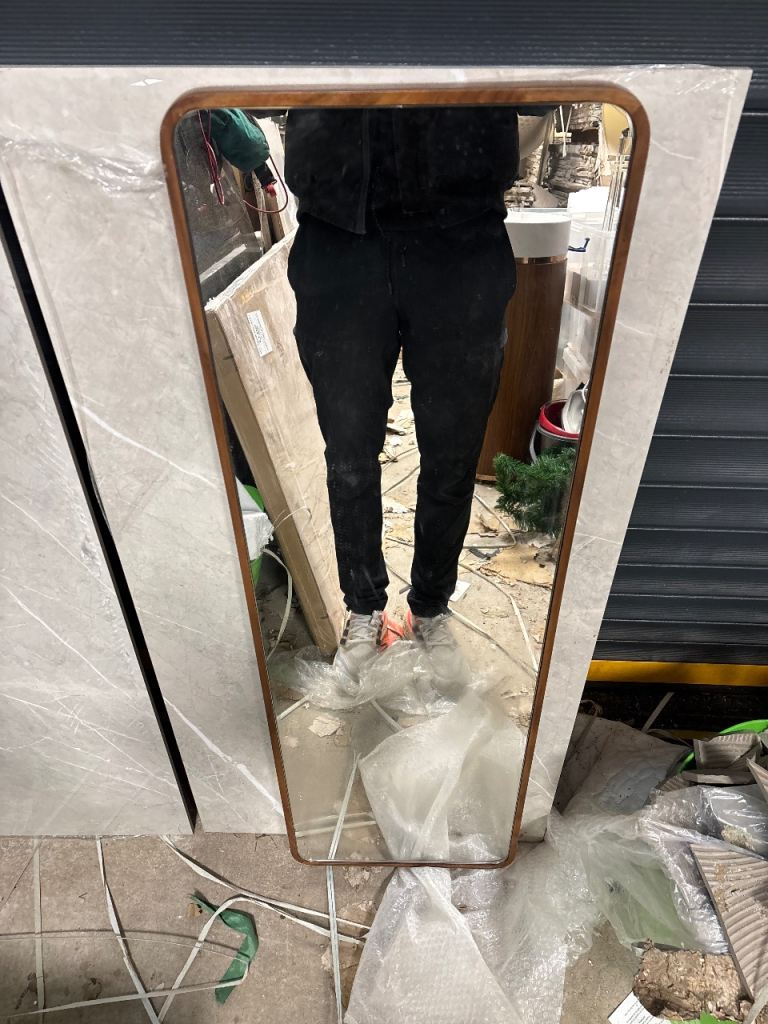 Standing mirror 30x100cm with wood trim 