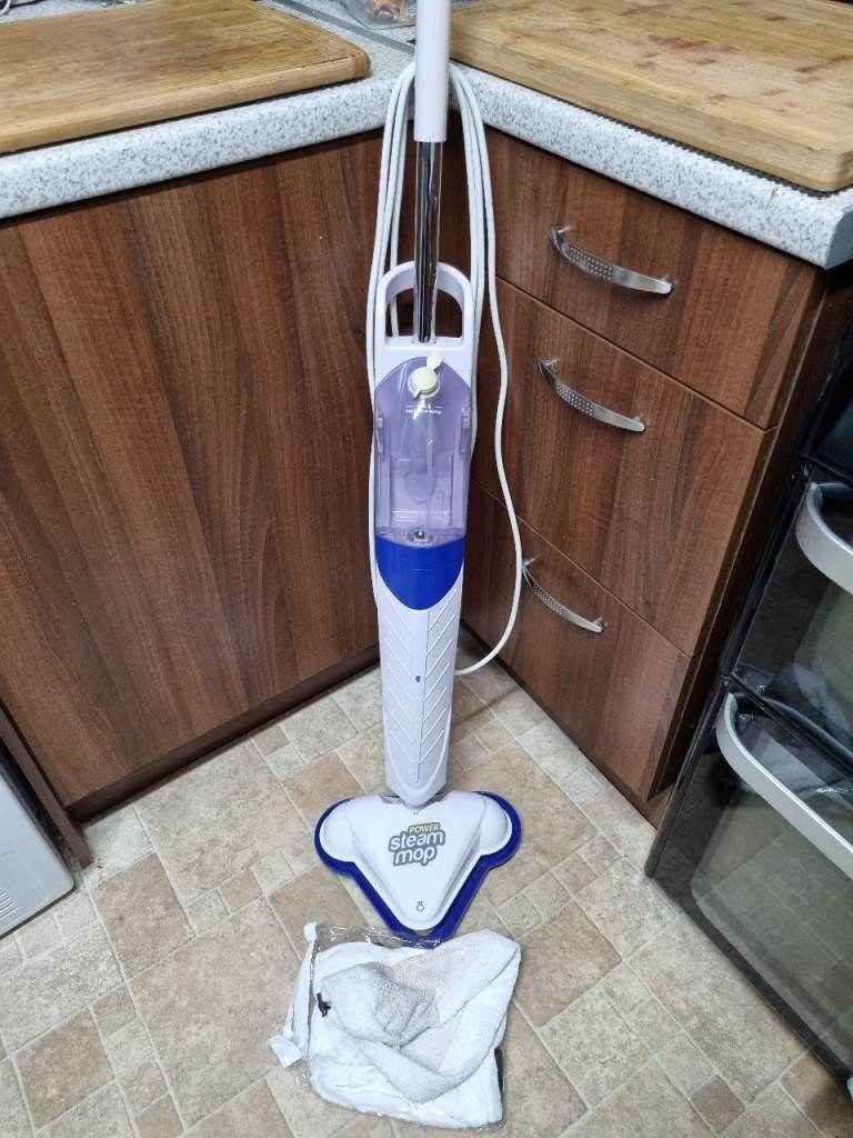 Power Steam Mop – White and Blue, Good Condition