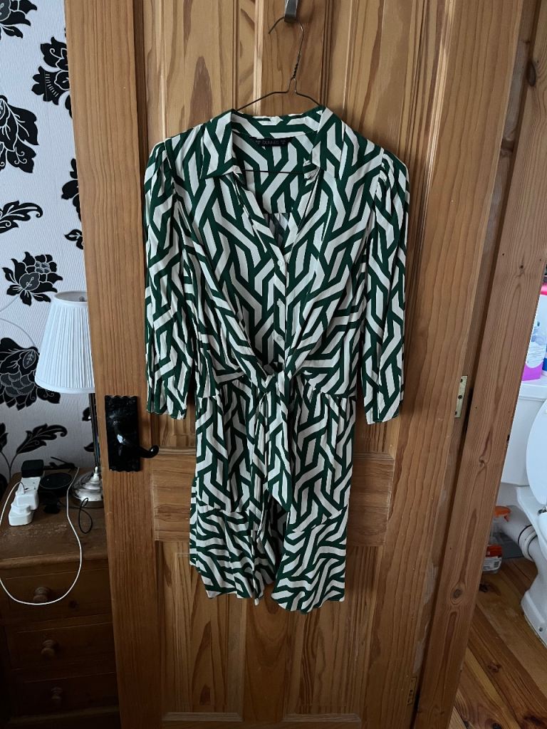 Dunnes green & cream mini dress size 12