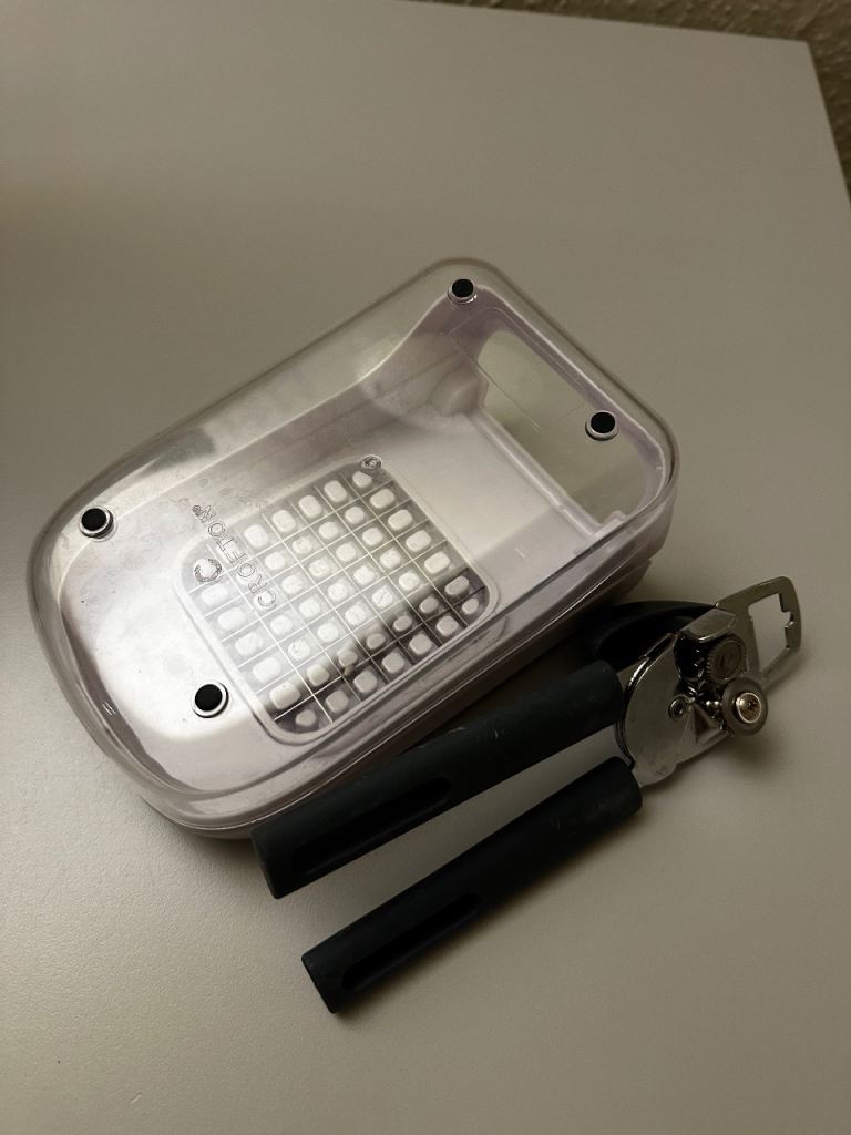 Clear Plastic Chopper and Can Opener Set – Good Condition