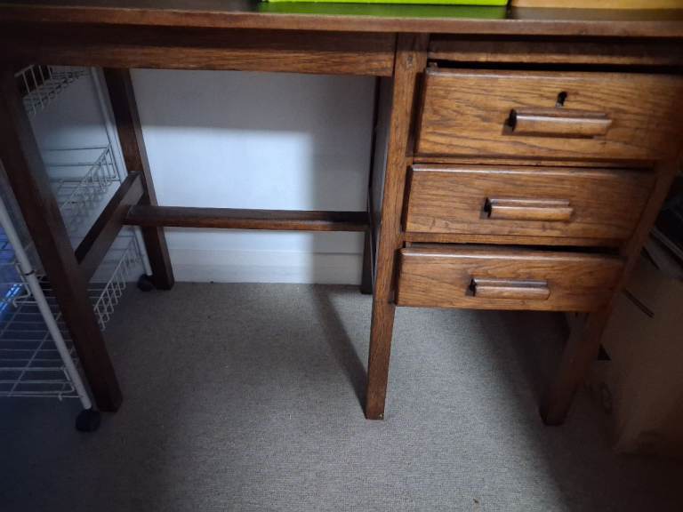 Solid Wood Desk with 3 Drawers – Good Condition