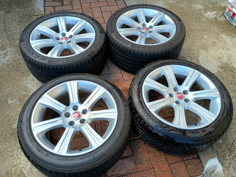 18" JAGUAR XF XJ XE ALLOYS 5x108 WHEELS STAGGERED 8.5J/9.5J GOOD TYRES
