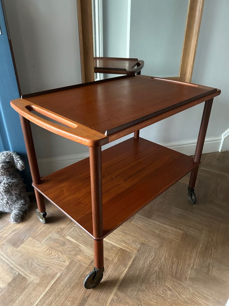 Mid century modern teak tea / drinks trolley by Bowa Denmark vintage Danish