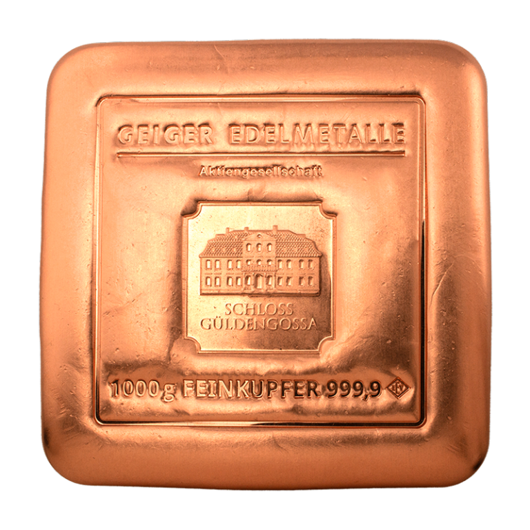 Premium Geiger Edelmetalle "Square" 1kg 999.9 Copper Bar